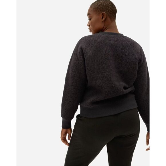 Everlane The ReNew Fleece Raglan Sweatshirt in Black Small New Womens Teddy - Picture 2 of 11